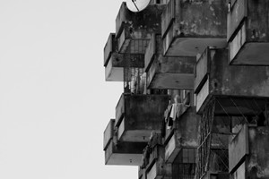 Fantastic greyscale shot of a block of flats